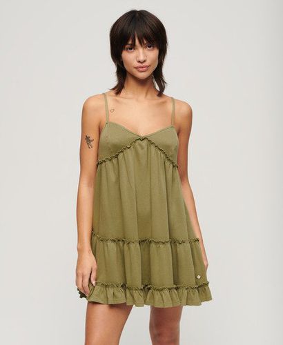 Women's Jersey Tiered Cami Mini Dress Khaki / Olive Khaki - Size: 14 - Superdry - Modalova