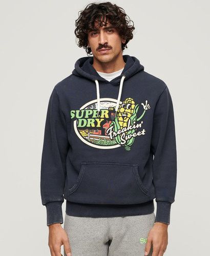 Men's Neon Travel Graphic Loose Hoodie Navy / Eclipse Navy - Size: S - Superdry - Modalova