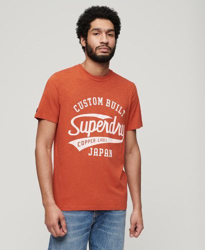 Men's Copper Label Script T-Shirt Orange / Denim Co Rust Orange Slub - Size: L - Superdry - Modalova