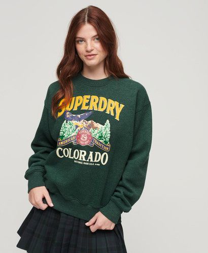 Women's Travel Souvenir Graphic Crew Sweatshirt Green / Jade Green Marl - Size: 8 - Superdry - Modalova