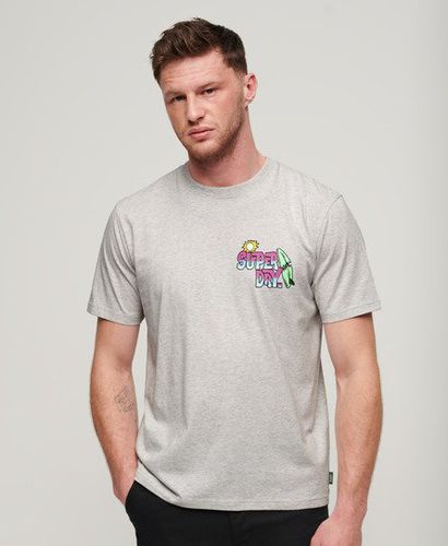 Men's Neon Travel Chest Loose T-Shirt Light Grey / Glacier Grey Marl - Size: L - Superdry - Modalova