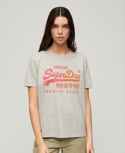 Women's Tonal Graphic Relaxed T-Shirt Light Grey / Glacier Grey Marl - Size: 8 - Superdry - Modalova