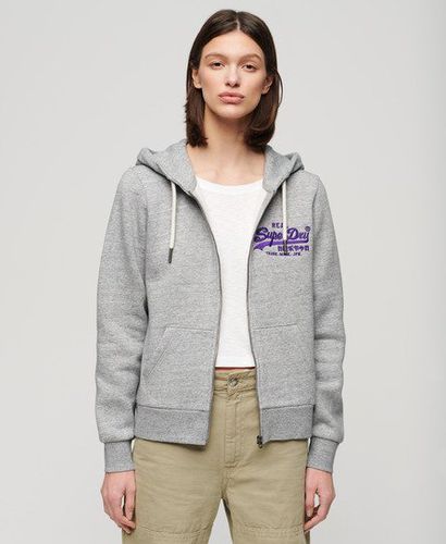 Women's Neon Graphic Zip Hoodie Grey / Athletic Grey Marl - Size: 10 - Superdry - Modalova