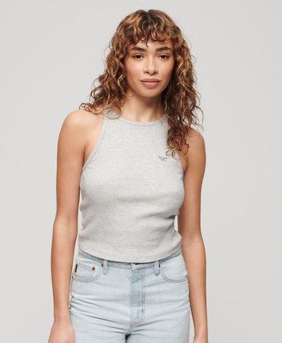 Women's Essential Logo Racer Vest Top Light Grey / Glacier Grey Marl - Size: 6-8 - Superdry - Modalova