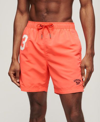 Men's Recycled Polo 17-inch Swim Shorts Cream / Hot Coral - Size: S - Superdry - Modalova