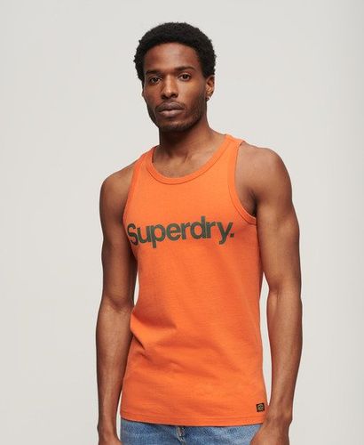 Mens Slim Fit Ribbed Vintage Classic Vest, Orange, Size: L - Superdry - Modalova