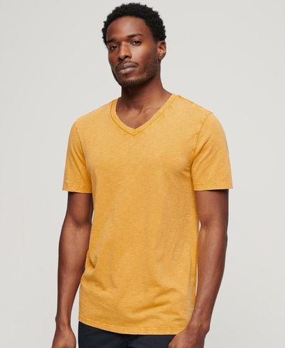 Men's V-Neck Slub Short Sleeve T-Shirt Yellow / Desert Ochre Yellow - Size: Xxl - Superdry - Modalova