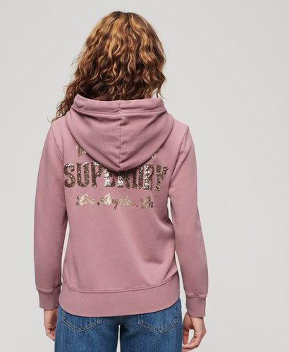 Women's Embellished Archived Zip Hoodie Purple / Nostalgia Rose Purple - Size: 12 - Superdry - Modalova