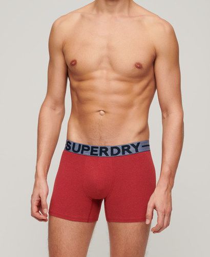 Men's Organic Cotton Boxer Triple Pack Red / Berry Red Marl/Hike Red Marl/Mid Red Grit - Size: S - Superdry - Modalova
