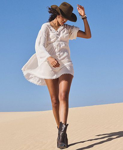 Women's Ibiza V-Neck Mini Dress White / Off White - Size: 10 - Superdry - Modalova