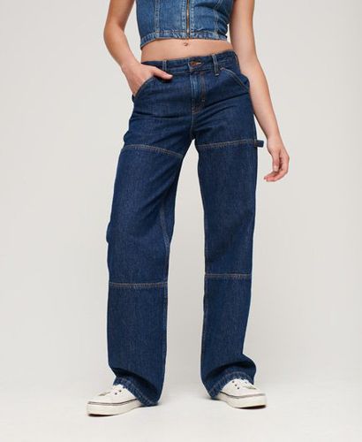 Women's Organic Cotton Mid Rise Denim Carpenter Jeans / Rinse Blue - Size: 26/30 - Superdry - Modalova