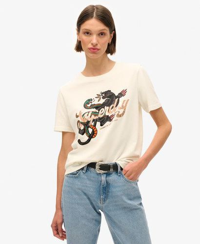 Women's Tattoo Script Relaxed T-Shirt White / Winter White - Size: 10 - Superdry - Modalova