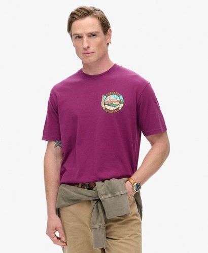 Men's Travel Postcard Chest Print T-Shirt Purple / Magenta Purple - Size: M - Superdry - Modalova