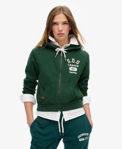 Women's Athletic Essentials Relaxed Crop Zip-hoodie Green / Enamel Green - Size: 8 - Superdry - Modalova