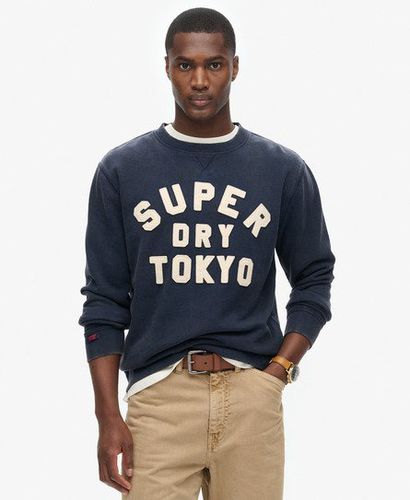 Men's Embroidered Vintage Athletic Crew Neck Sweatshirt, Navy Blue, Size: XL - Superdry - Modalova