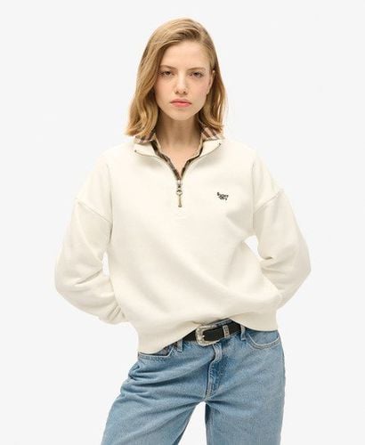 Women's Essential Half Zip Sweatshirt White / Off White - Size: 10 - Superdry - Modalova