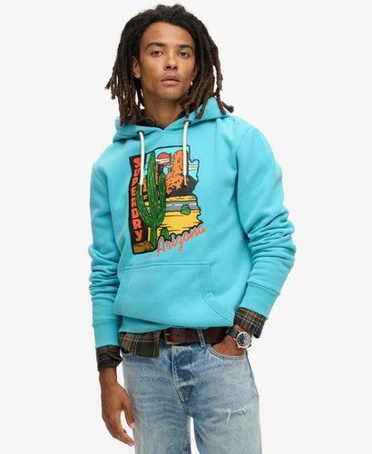 Men's Travel Postcard Graphic Hoodie Blue/Red/Orange / Maui Blue - Size: L - Superdry - Modalova