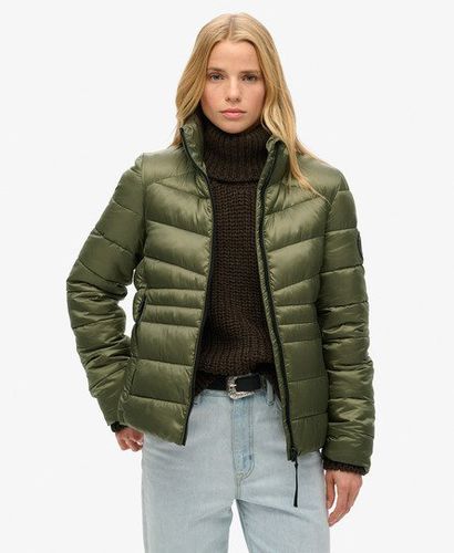 Women's Fuji Quilted Padded Jacket Green / Dusty Olive Green - Size: 10 - Superdry - Modalova