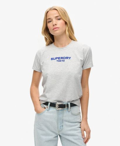 Women's Sport Luxe Graphic Fitted T-Shirt Light Grey / Cadet Grey Marl - Size: 10 - Superdry - Modalova