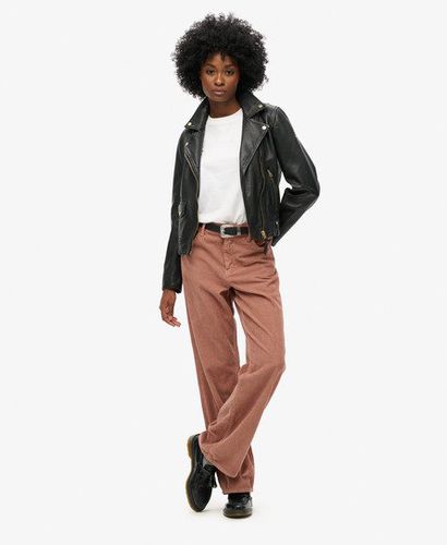 Women's Mid Rise Wide Leg Cord Trousers Brown / Burlwood Brown - Size: 27/28 - Superdry - Modalova