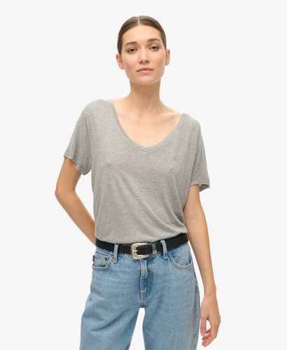 Damen Studios T-Shirt mit Noppenstickerei und V-Ausschnitt - Größe: 44 - Superdry - Modalova