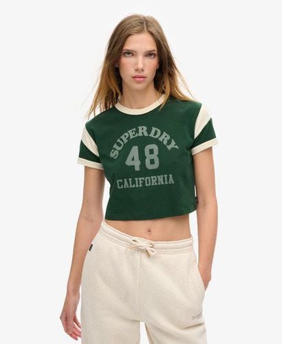 Women's Athletic Essentials Graphic Ringer T-Shirt Green / Enamel Green - Size: 10 - Superdry - Modalova