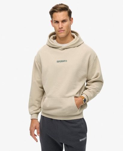 Men's Micro Logo Graphic Loose Hoodie Beige / Chateau Gray - Size: L - Superdry - Modalova