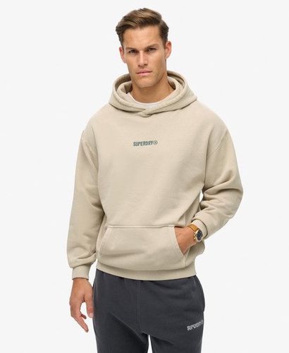 Men's Micro Logo Graphic Loose Hoodie Beige / Chateau Gray - Size: M - Superdry - Modalova