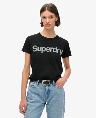 Women's Core Logo City Fitted T-Shirt Black - Size: 12 - Superdry - Modalova