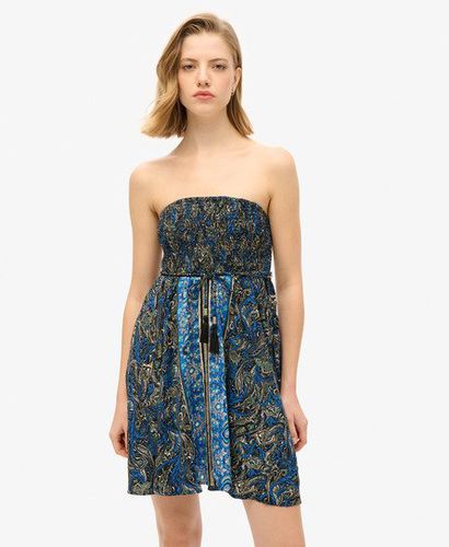 Women's St Tropez Bandeau Dress Navy/Blue/White / Navy Leaf Paisley - Size: 12 - Superdry - Modalova