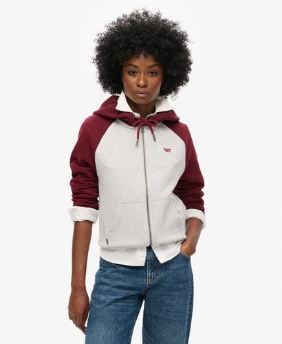 Women's Essential Baseball Zip Hoodie Red / Rich Burgundy/Glacier Grey Mrl - Size: 10 - Superdry - Modalova