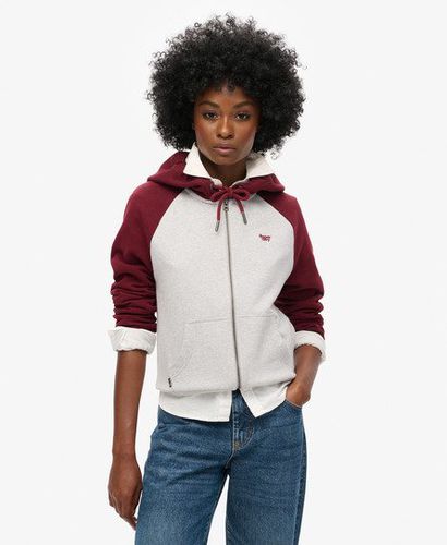 Women's Essential Baseball Zip Hoodie Red / Rich Burgundy/Glacier Grey Mrl - Size: 12 - Superdry - Modalova