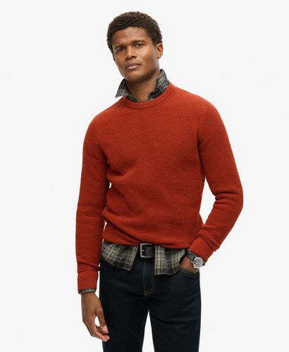 Men's Textured Crew Knitted Jumper Orange / Autumnal Orange - Size: S - Superdry - Modalova