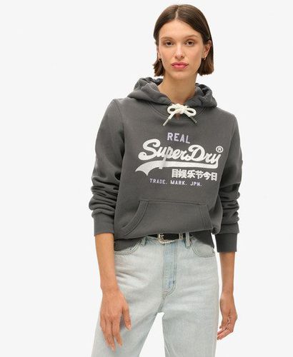 Women's Embellished Vintage Logo Graphic Hoodie Black / Washed Black - Size: 12 - Superdry - Modalova