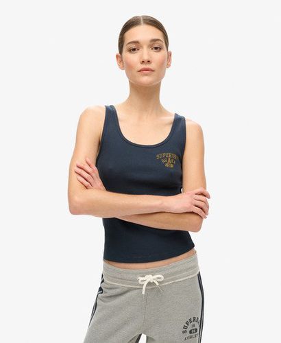 Women's Athletic Essentials Ribbed Vest Top Blue / Blueberry Navy - Size: 10 - Superdry - Modalova