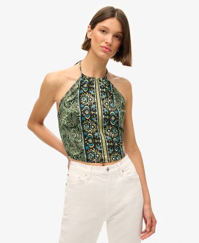 Women's St Tropez Paisley Halter Top Green / Green Leaf Paisley - Size: 10 - Superdry - Modalova