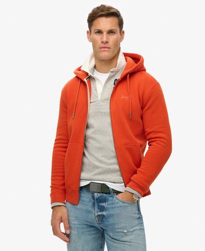 Men's Essential Logo Zip Hoodie Orange / Denim Co Rust Orange - Size: M - Superdry - Modalova