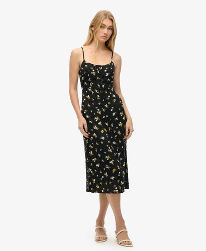 Women's Printed Button-Up Cami Midi Dress Black / Candice Floral Print - Size: 10 - Superdry - Modalova