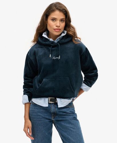 Women's Country Club Velour Loose Hoodie Blue / Blueberry Navy - Size: 8 - Superdry - Modalova