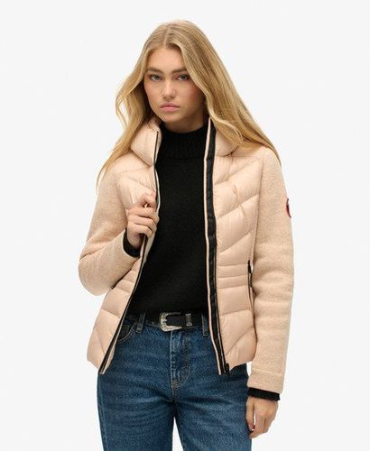 Women's Hooded Storm Knit Hybrid Jacket Beige / Frappe Beige - Size: 10 - Superdry - Modalova