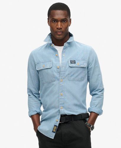 Men's Cotton Workwear Long Sleeve Shirt Light Blue - Size: L - Superdry - Modalova