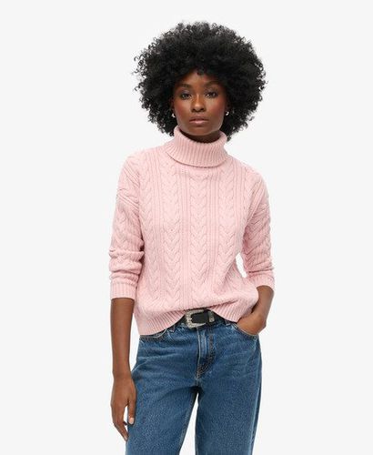 Women's Drop Shoulder Cable Roll Neck Jumper Pink / Nappa Pink Twist - Size: 16 - Superdry - Modalova