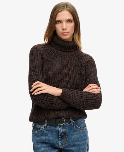 Women's Slouchy Stitch Roll Neck Knit Brown / Coco Marl - Size: 16 - Superdry - Modalova