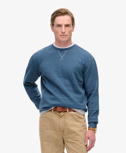 Men's Over Dyed Marl Crew Sweatshirt Blue / Moonlight Blue - Size: L - Superdry - Modalova