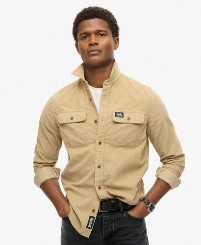 Men's Trailsman Relaxed Fit Corduroy Shirt Beige / Stone Wash Taupe Brown - Size: L - Superdry - Modalova