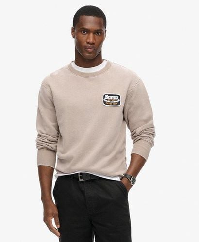 Mens Loose Fit Embroidered Logo Mechanic Crew Sweatshirt, Grey, Size: L - Superdry - Modalova