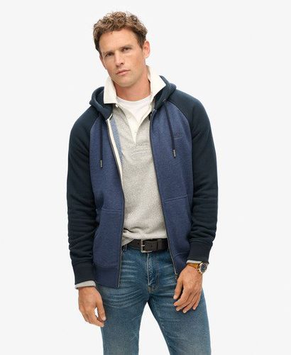 Men's Essential Baseball Zip Hoodie Navy / Heritage Navy Marl/Eclipse Navy - Size: L - Superdry - Modalova