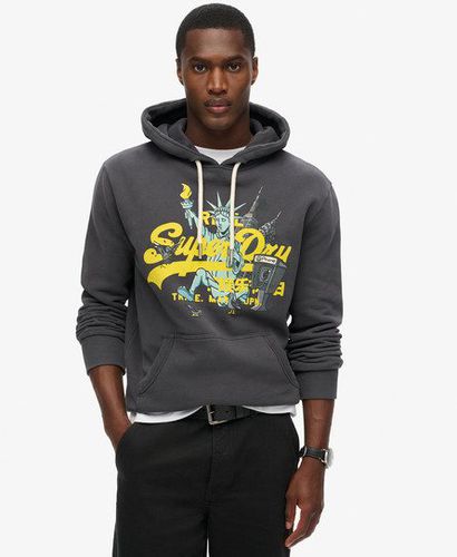 Men's New York Vintage Logo Graphic Hoodie Black / Blackboard - Size: M - Superdry - Modalova