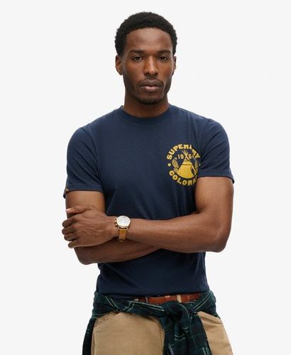 Men's Graphic Print Outdoor T-Shirt, Navy Blue and Yellow, Size: L - Superdry - Modalova