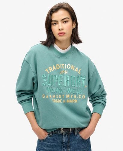 Women's Luxe Metallic Loose Sweatshirt Green / Oil Blue Green - Size: 12 - Superdry - Modalova